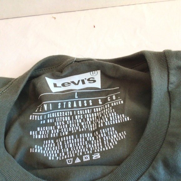Levis Men Long Sleeve T Shirt Graphic Print Classic Fit Casual Surplus Green L - Picture 6 of 7